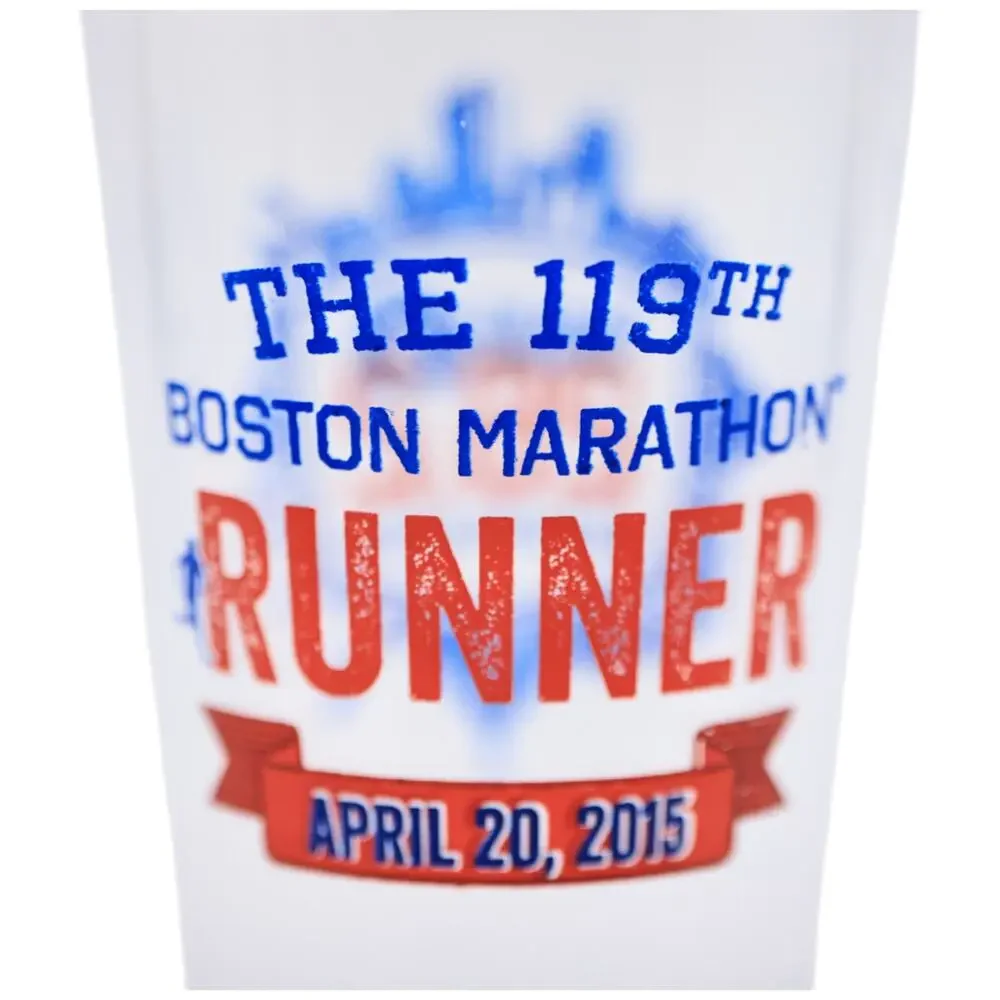 Samuel Adams 119th Boston Marathon 2015 Runner 26.2 Plastic Clear Pint Glass